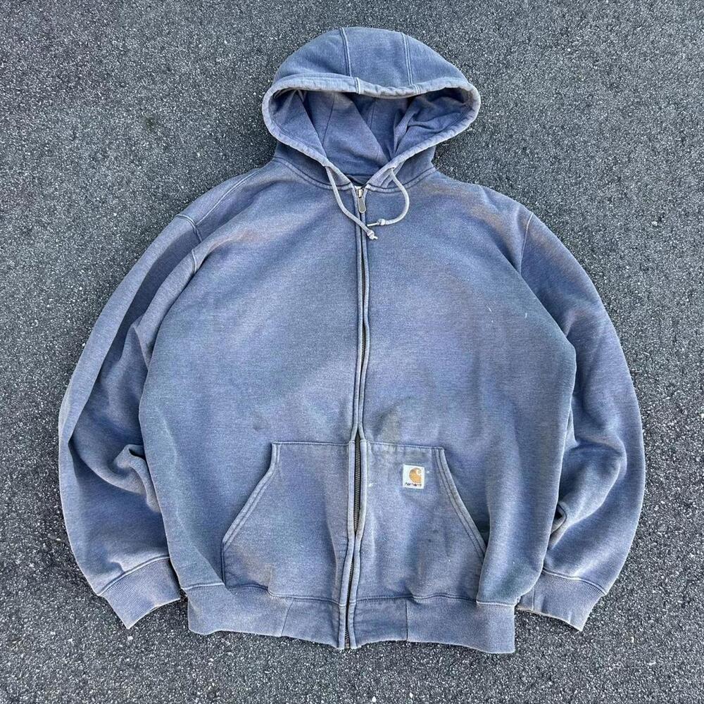Carhartt Zip Up Chill Cotton Faded Gray Tonal Hoodie Large